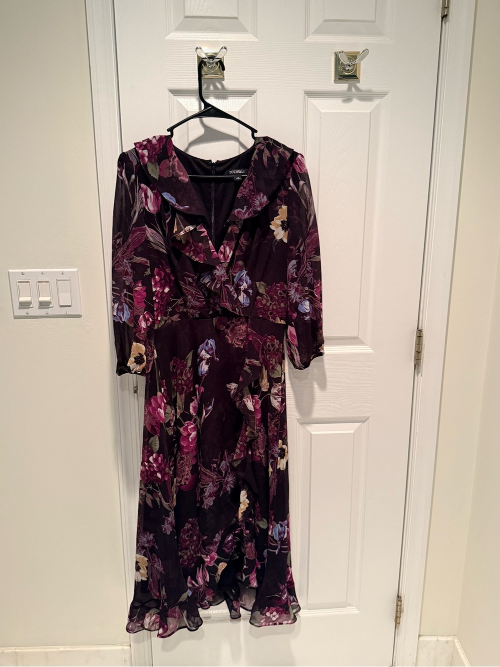Roz&ALI Purple Floral Midi Dress
